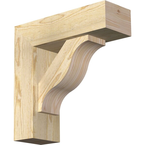 Ekena Millwork Funston Block Rough Sawn Bracket w/ Offset Brace, Douglas Fir, 6"W x 18"D x 18"H BKT0604X18X18FST05RDF - main